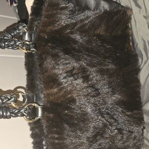 Luxurious Black Fur Handbag